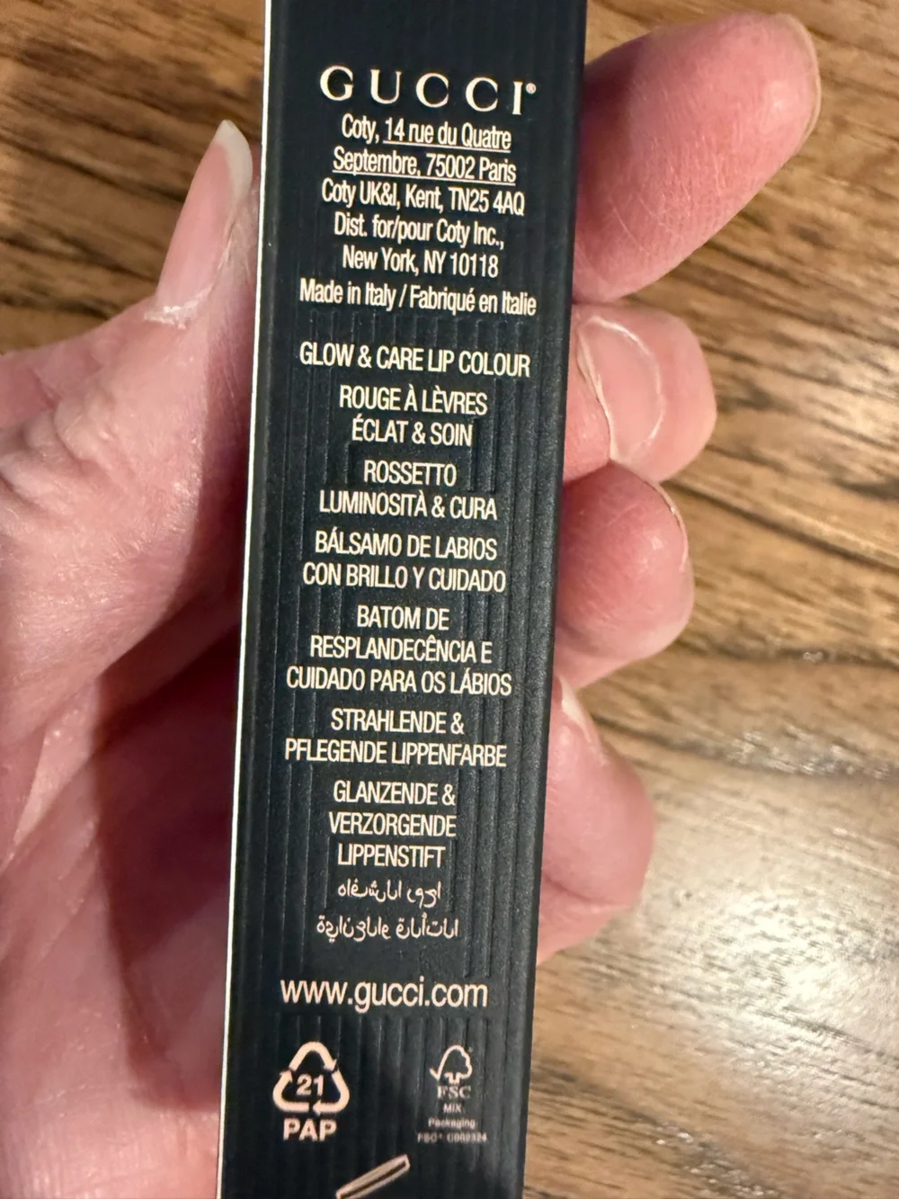 Gucci Lipstick Case with Gold and Pink Accents 24 Hr hydration Limited Edition